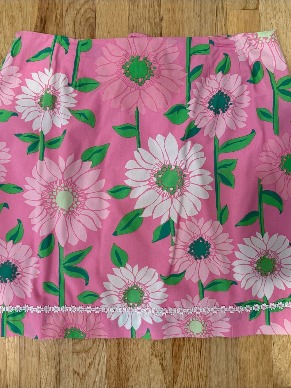 Lilly Pulitzer Pink Floral Mini Skirt with Green Accents